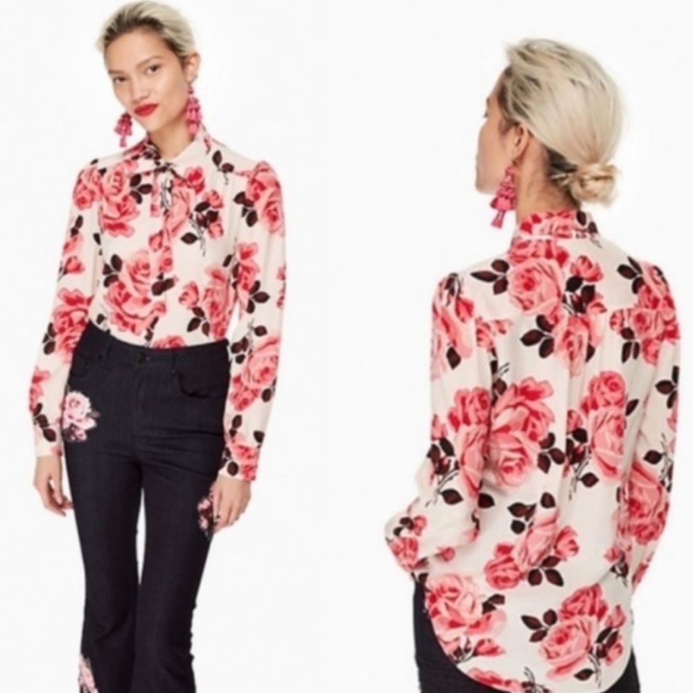 Kate Spade Floral Pink button-down Shirt, Size S